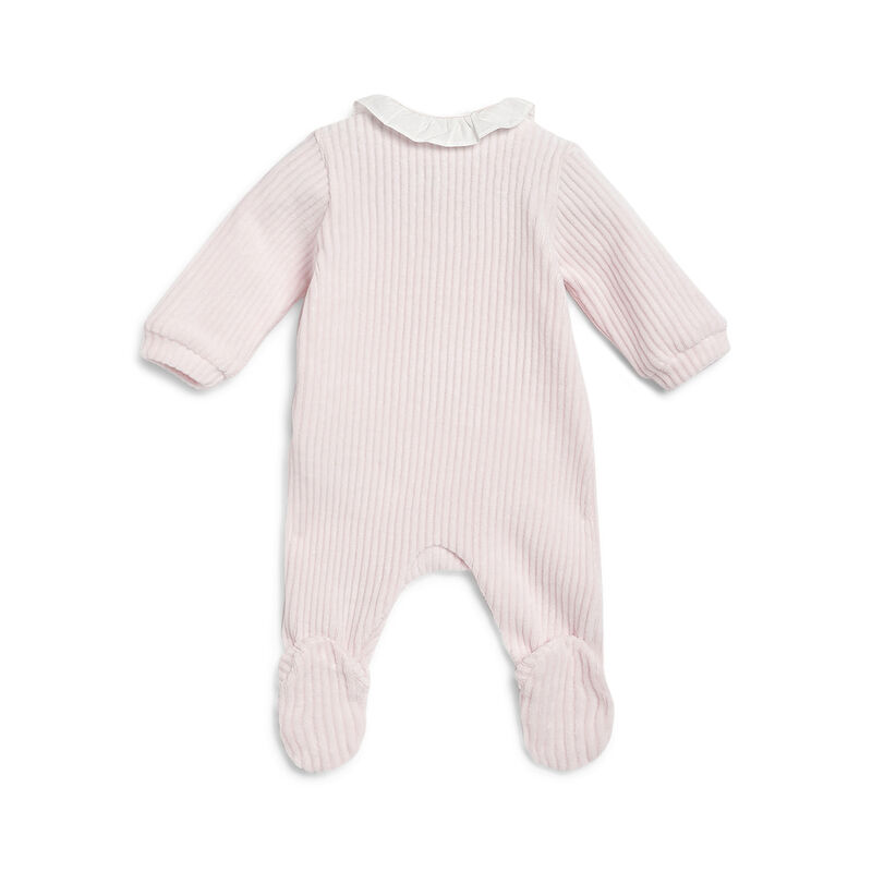 Girls Light Pink Applique Front Opening Babysuit image number 1